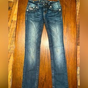 Size 25 miss me jeans straight leg, angel wing pocket